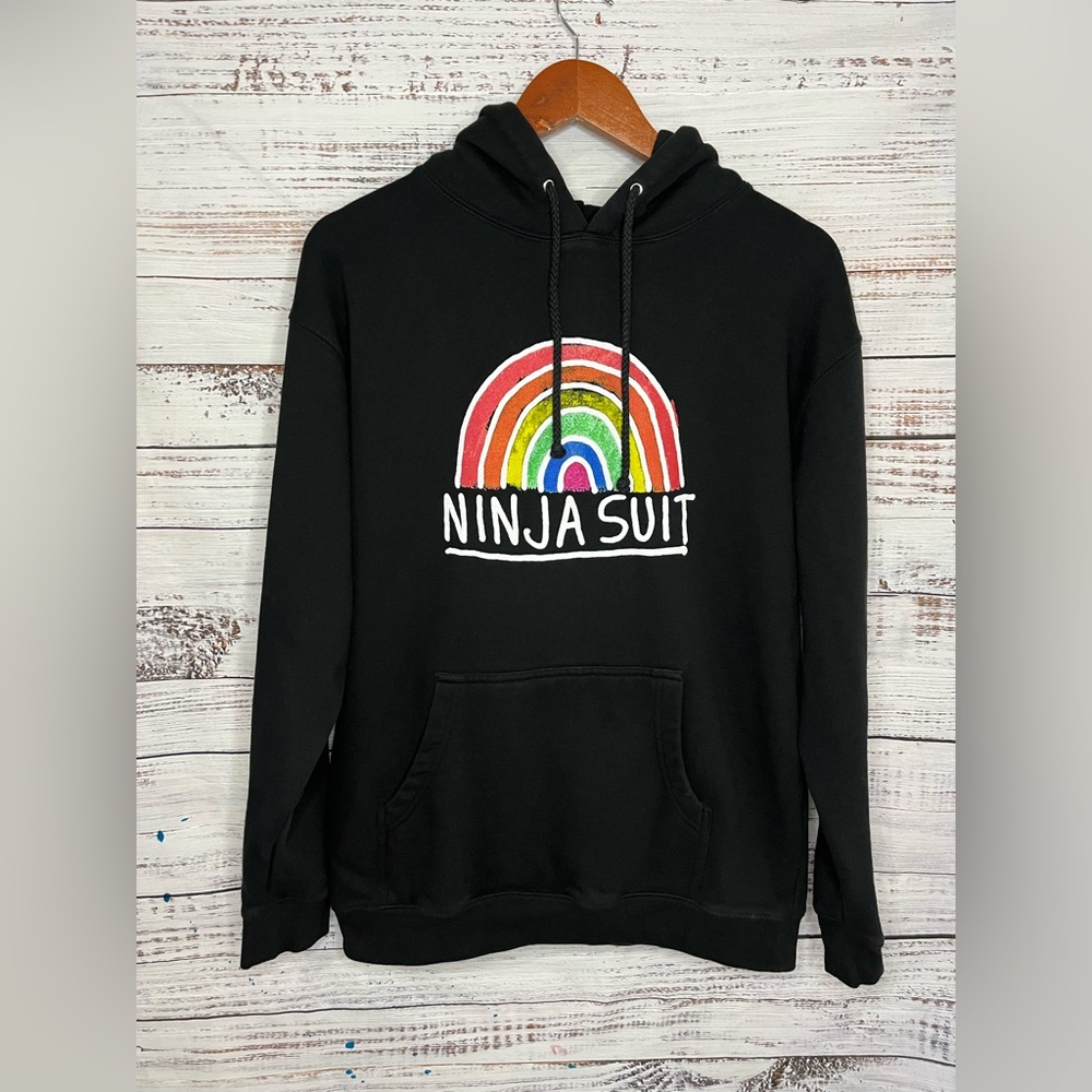 Air Blaster Men’s Black Ninja Rainbow Hoodie Size Medium